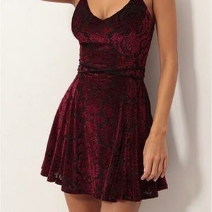Floral velvet a line dress